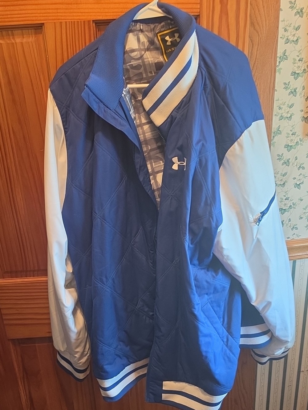 Under Armour Blue and White Men's Varsity Bomber Jacket